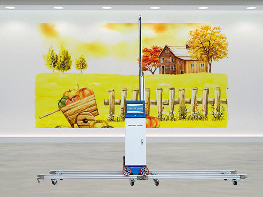 เครื่องพิมพ์ผนังหัวคู่ 64 ตร.ม. / ชม. เครื่องพิมพ์ผนังความเร็วสูงสำหรับจิตรกรรมฝาผนังและการตกแต่ง